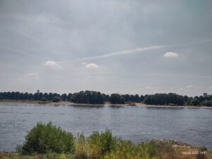 A view across the Rhine river to Cologne